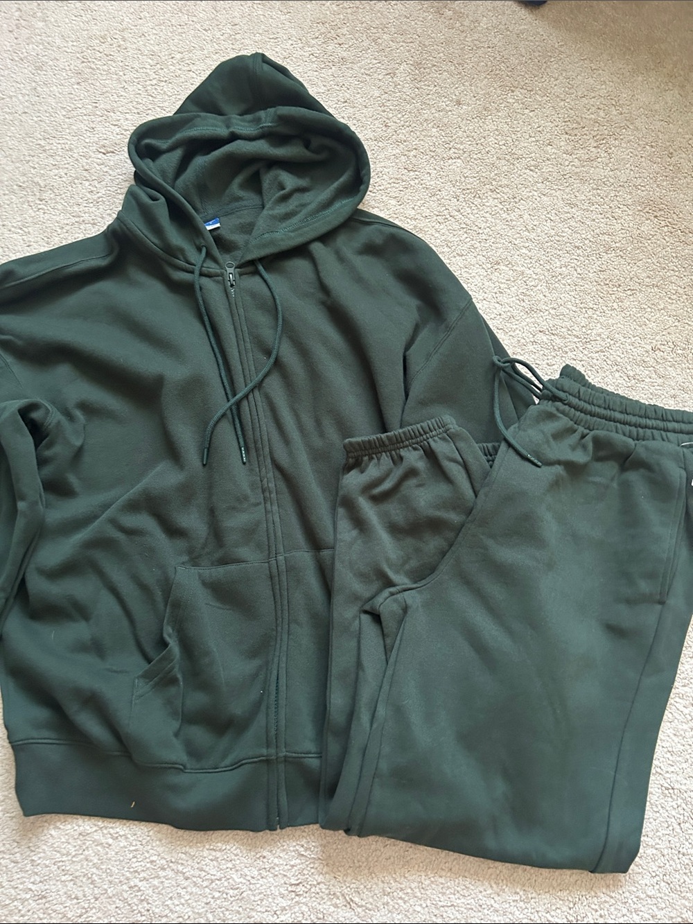 Old Navy Forest Green Zip Hoodie & Sweatpants Set